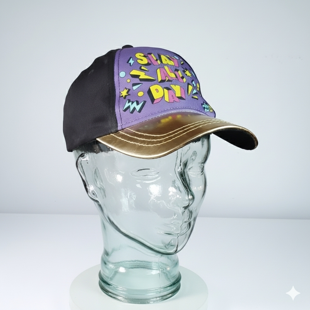 Nickelodeon "Slay All Day" Baseball Cap Gold Black Text Kids Adjustable Back OS